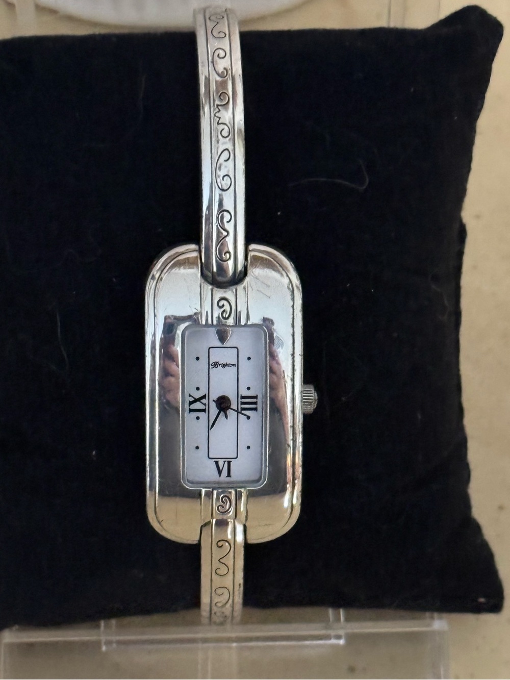 Brighton Silver Tone Rectangular Watch with White Dial w/dustbag